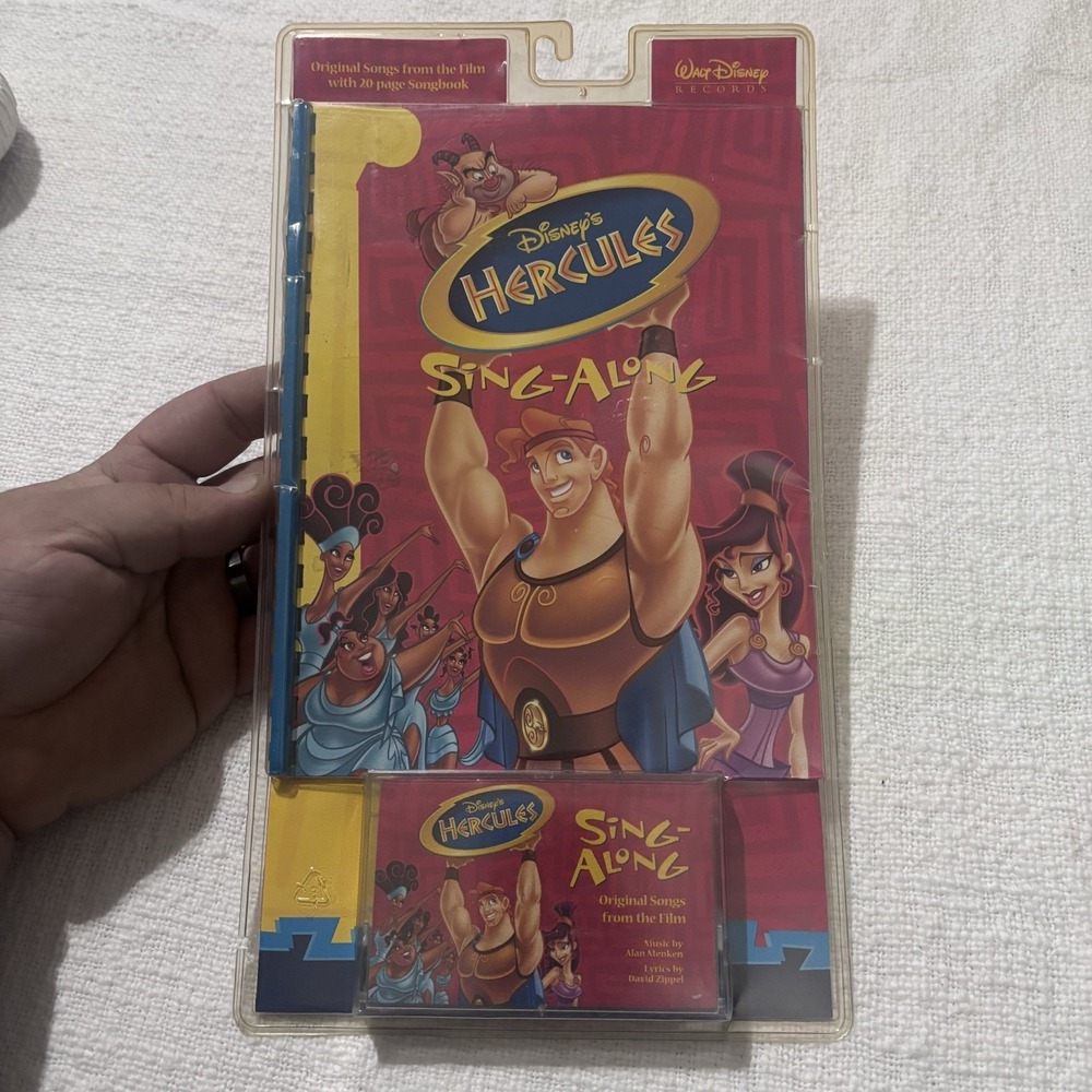 Disney Hercules Cassette Tape Sing Along & Song Book Vintage Collectible